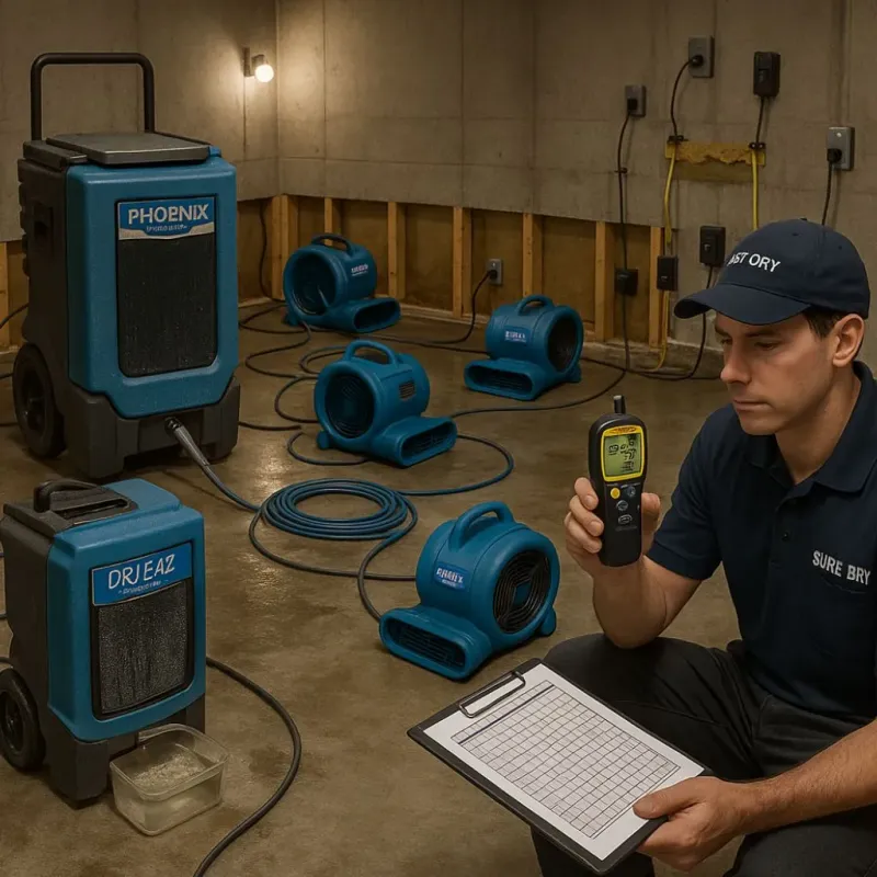 Structural Drying and Dehumidification process in Peppermill Village, MD